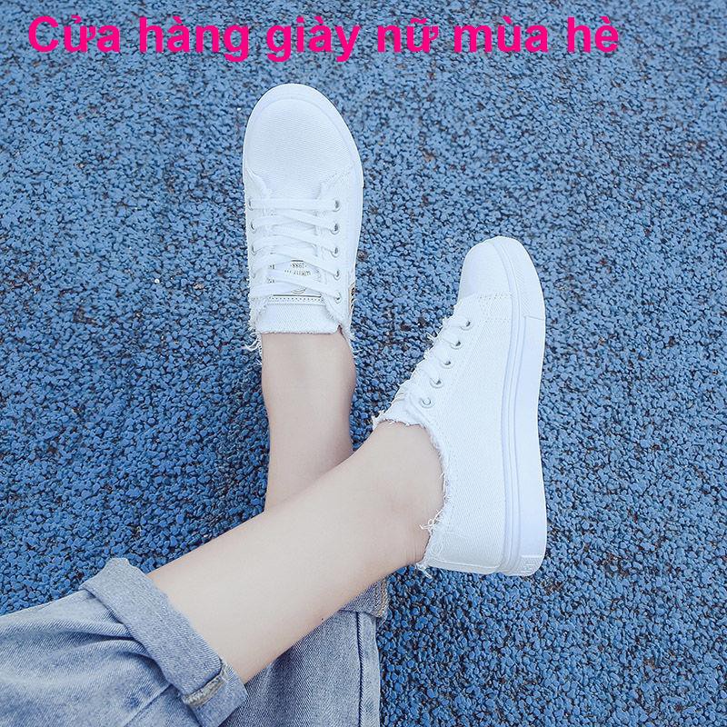 2021 giày mới mùa xuân và hè trắng nữ sinh Phiên bản Hàn Quốc của vải thấp cổ hoang dã trong bình thườngmóc kho | BigBuy360 - bigbuy360.vn