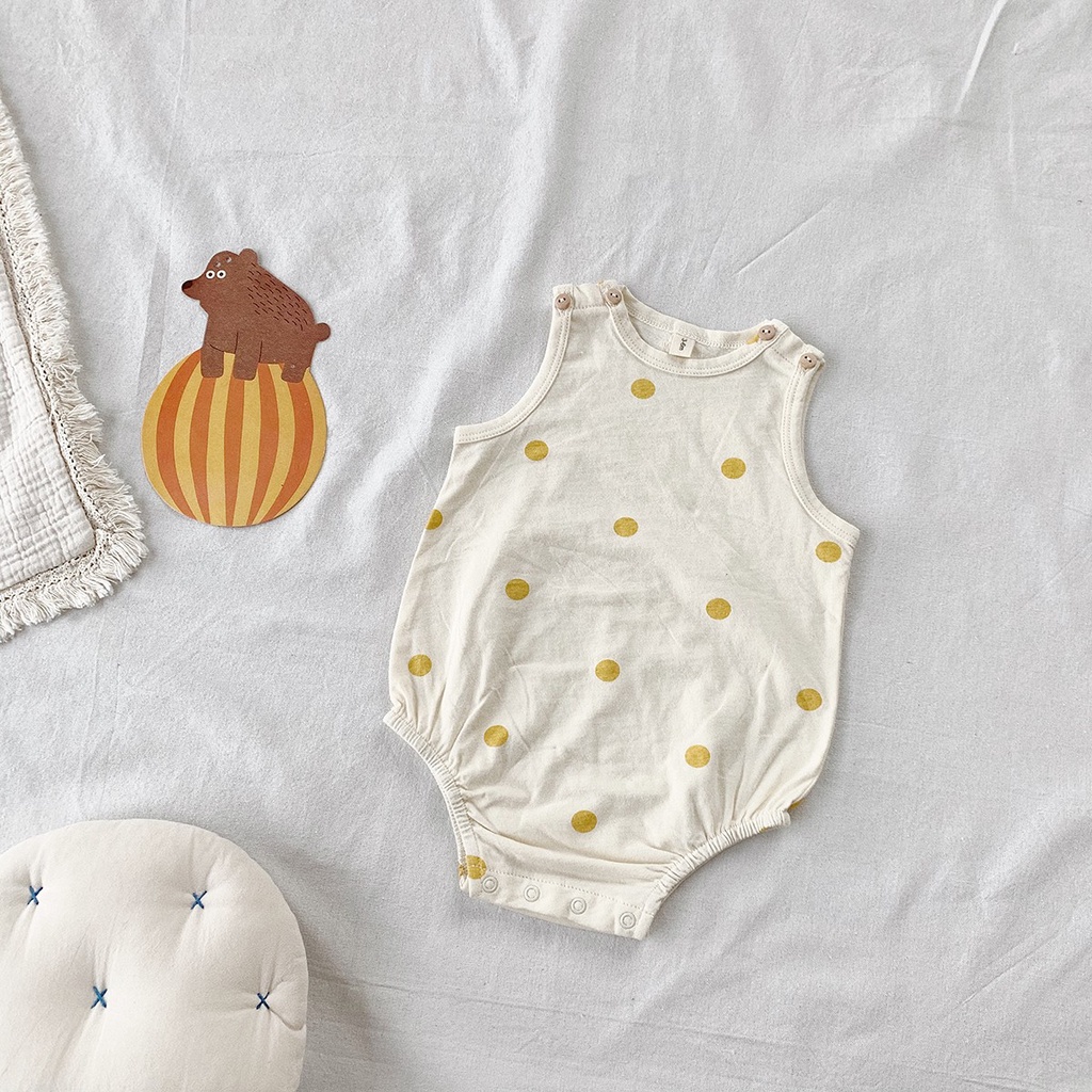 Bộ Áo Liền Quần Sát Nách Vải Cotton Thời Trang Mùa Hè Cho Bé Sơ Sinh