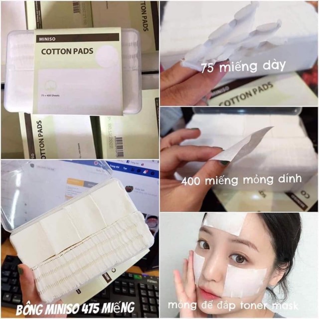 Bông tẩy trang MINISO hộp 475 miếng | BigBuy360 - bigbuy360.vn