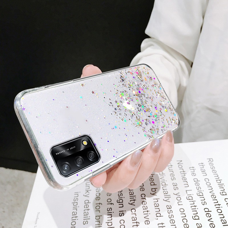 Ốp Điện Thoại Pc Cứng Trong Suốt Lấp Lánh Chống Sốc Kèm Móc Xỏ Ngón Cho Oppo A74 4g 5g | BigBuy360 - bigbuy360.vn