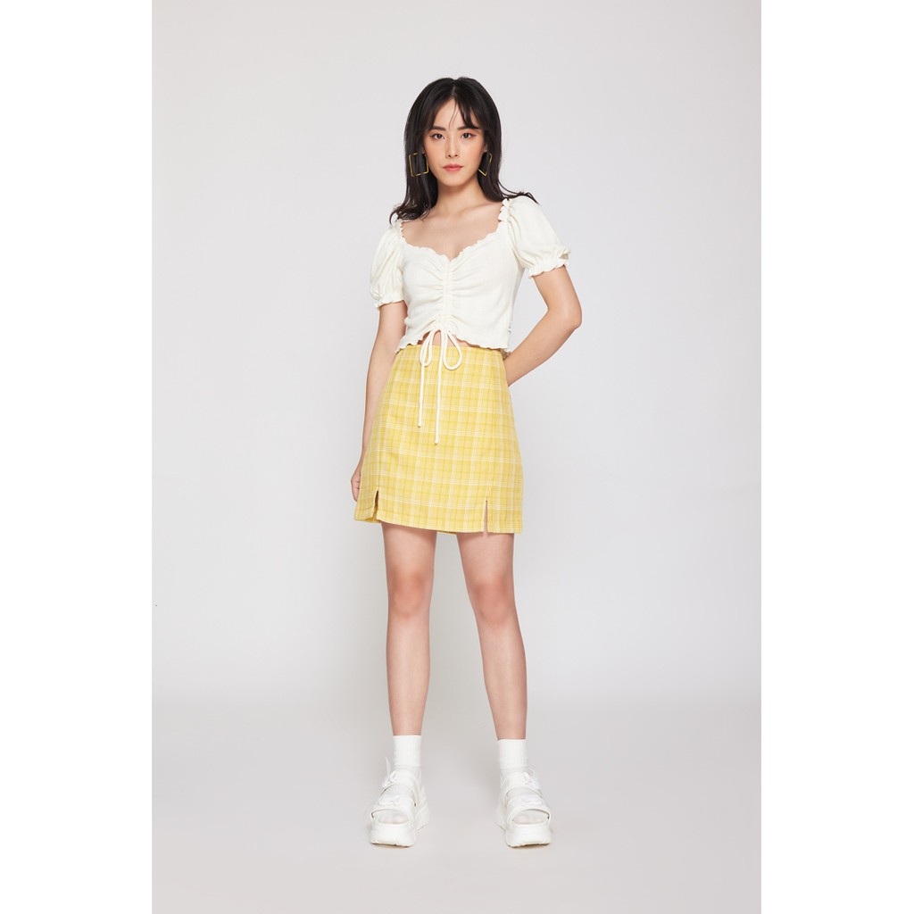 Chân Váy BOO Nữ Dáng Aline Lưng Cao Xẻ Gấu Họa Tiết Kẻ Caro Nhiều Màu