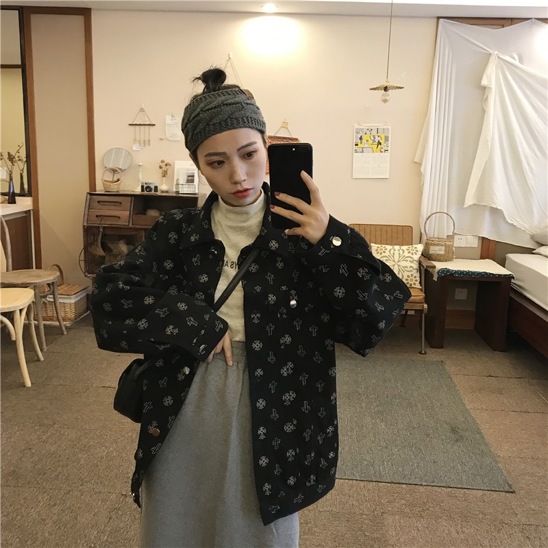 DENIM JACKET ĐEN HỌA TIẾT MSA12