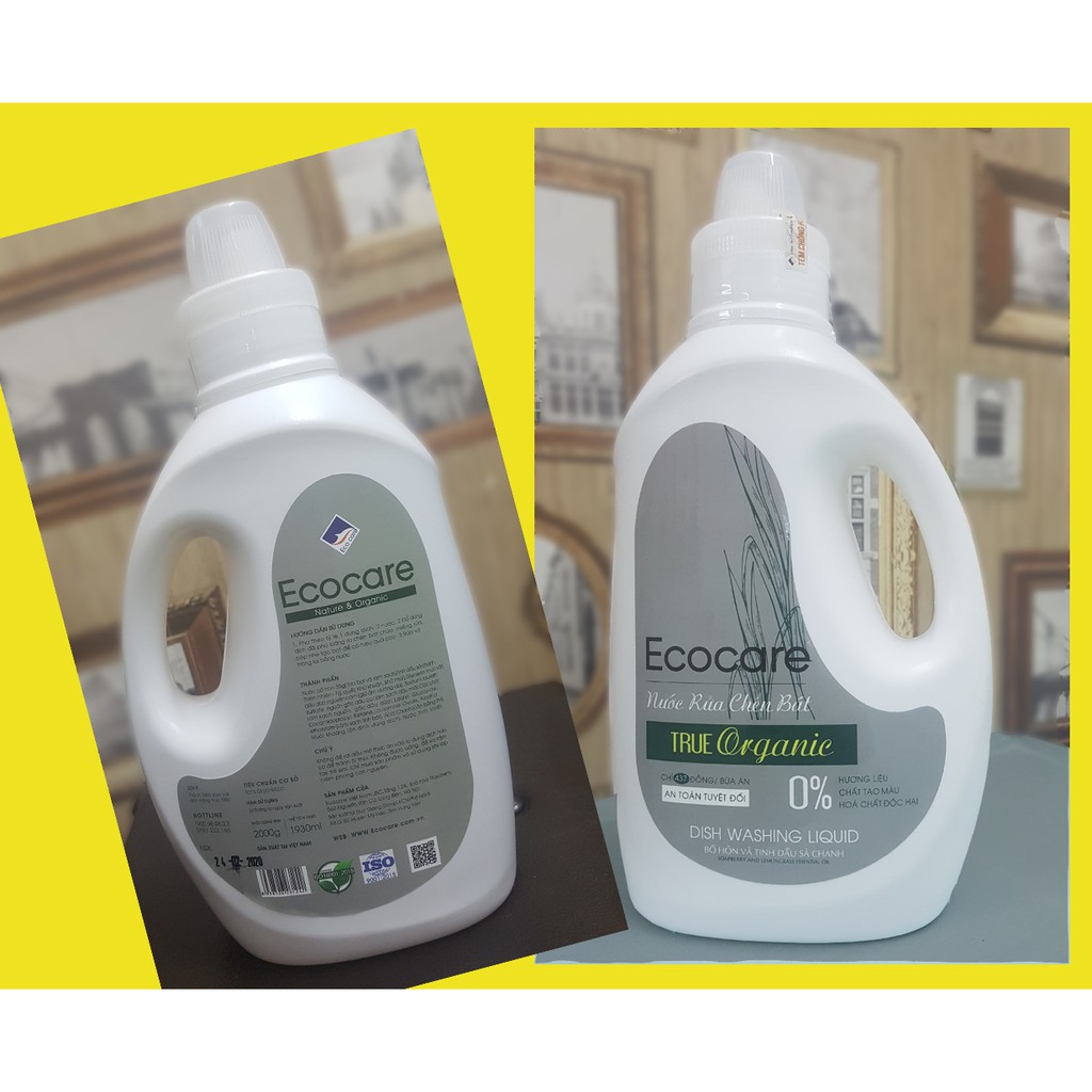 Nước rửa chén hữu cơ Bồ Hòn Ecocare tinh dầu Sả Chanh size 2 lit thương hiệu Ecocare