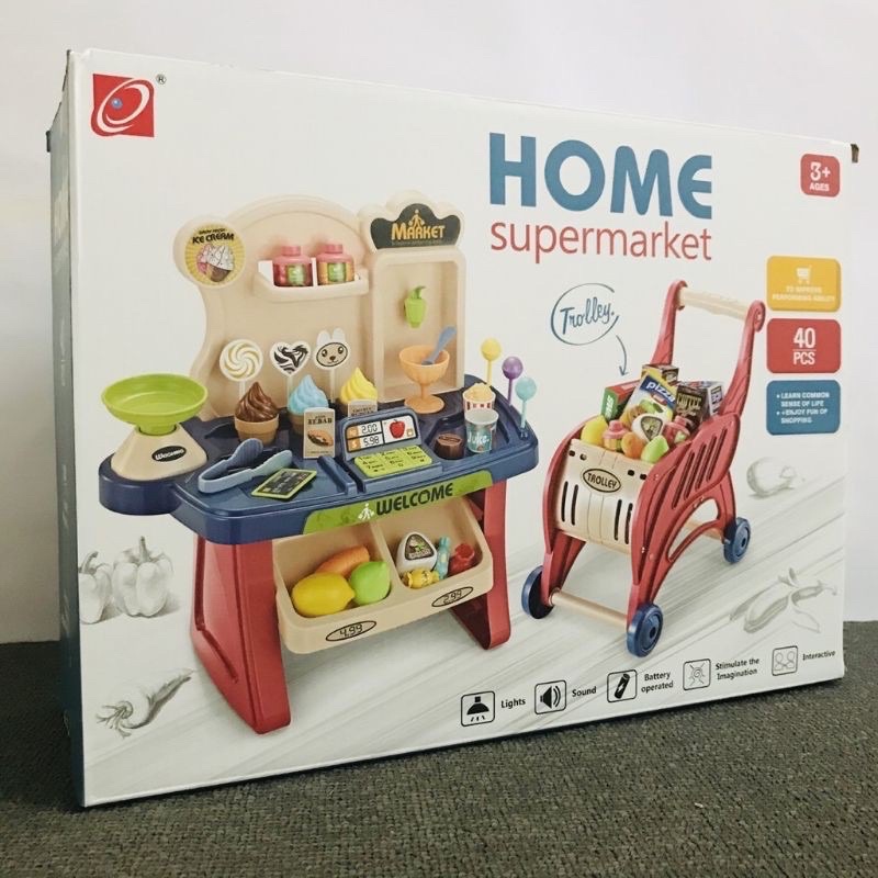 ĐỒ CHƠI BÁN KEM KÈM XE ĐẨY HOME SUPERMARKET 40 PCS