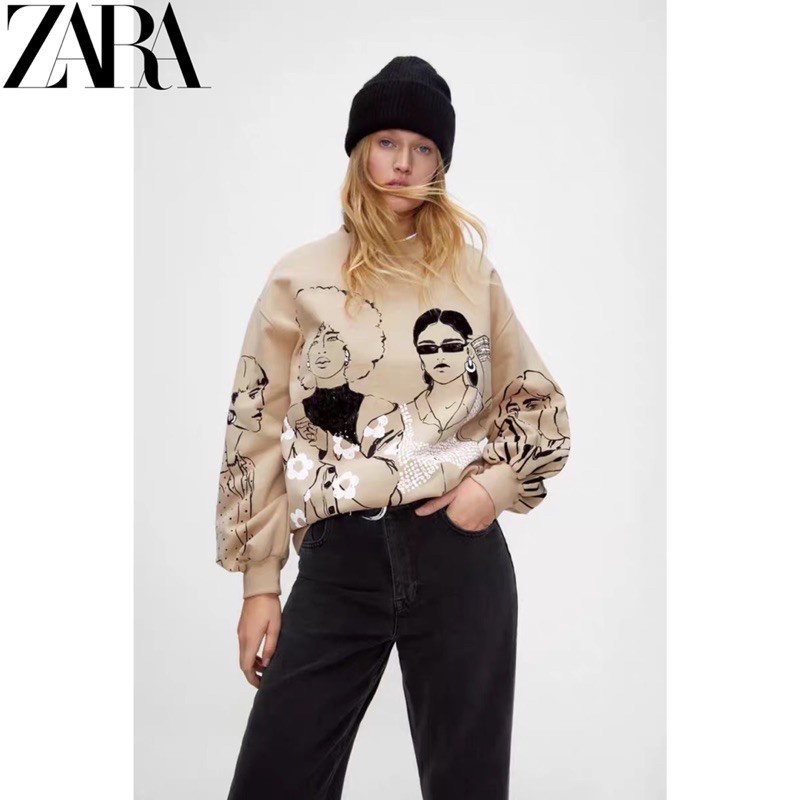 Áo Len In Hình Cô Gái ZARA