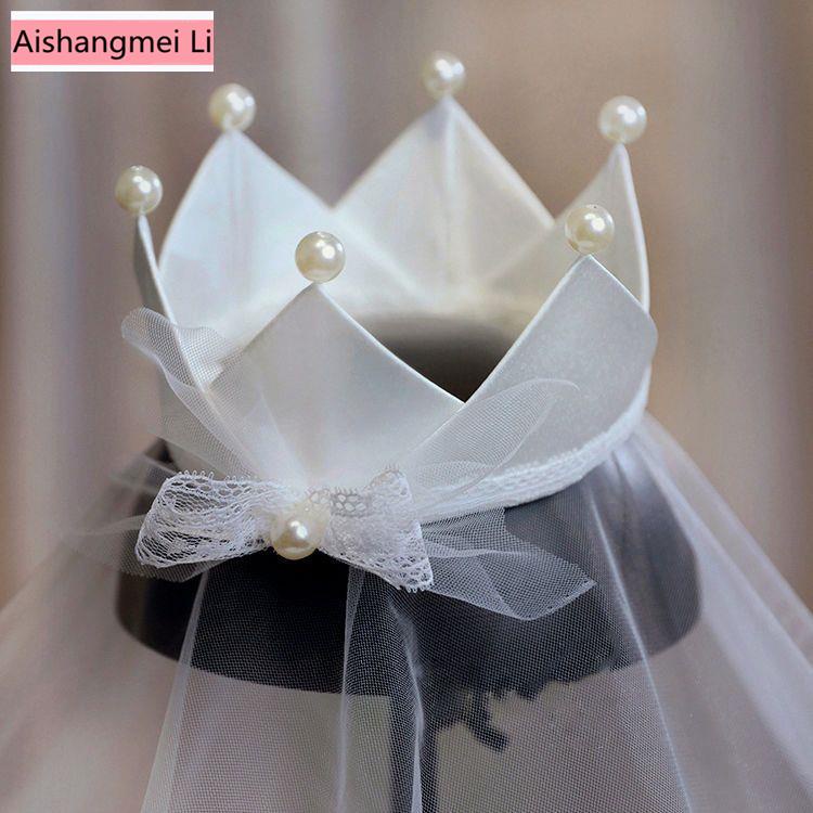 Phụ Kiện Cài Tóc Hình Vương Miện Nhỏ Bằng Vải Satin Màu Trắng Lãng Mạn Cho Cô Dâu