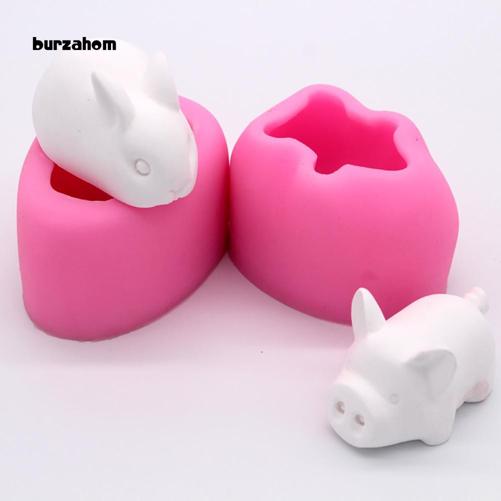 Khuôn silicon làm bánh hình thỏ/heo 3D độc đáo tiện lợi cho nhà bếp