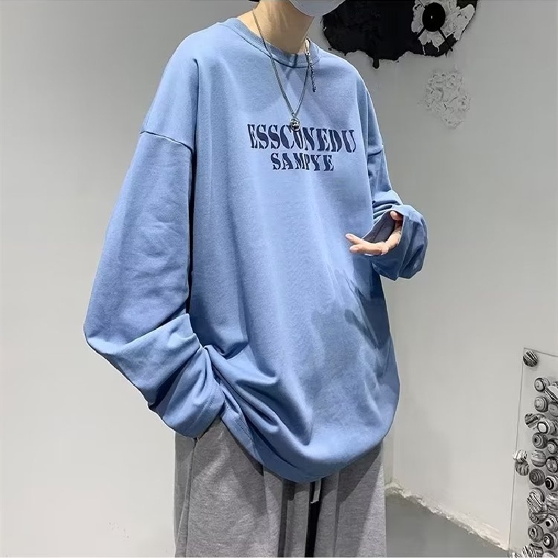 Áo Thun Tay Dài Dáng Rộng In Chữ Phong Cách Hip Hop Nhật Bản Thời Trang Cho Nam Và Nữ Size M-5XL