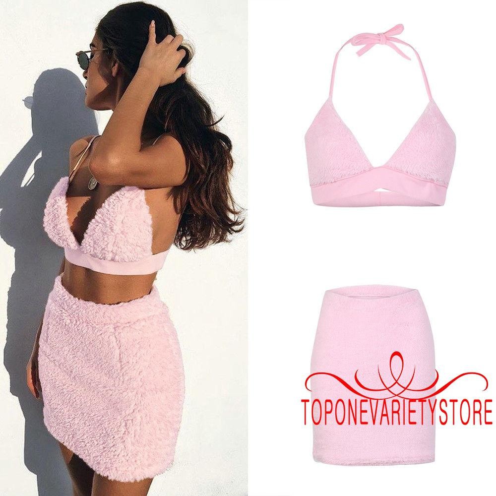 Set Áo Croptop + Chân Váy Bút Chì Ôm Sát Quyến Rũ