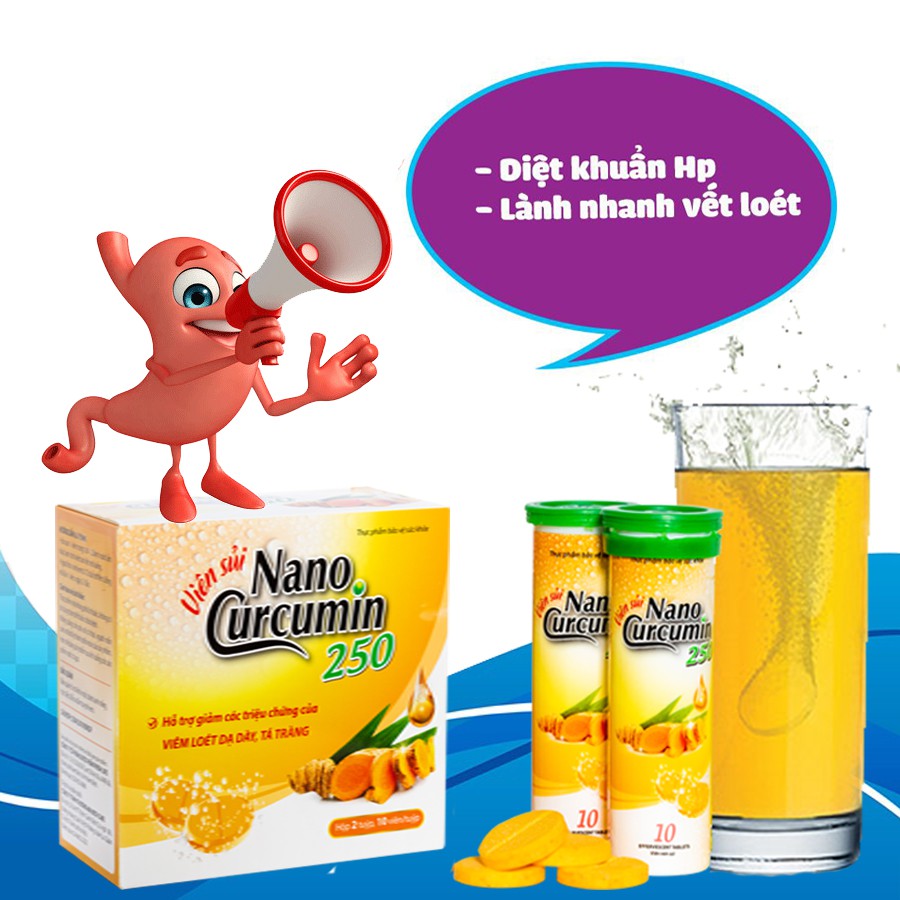 Dạ Dày viên sủi nano curcumin- Hỗ trợ điều trị Đau Dạ Dày, Trào Ngược, Viêm Loét