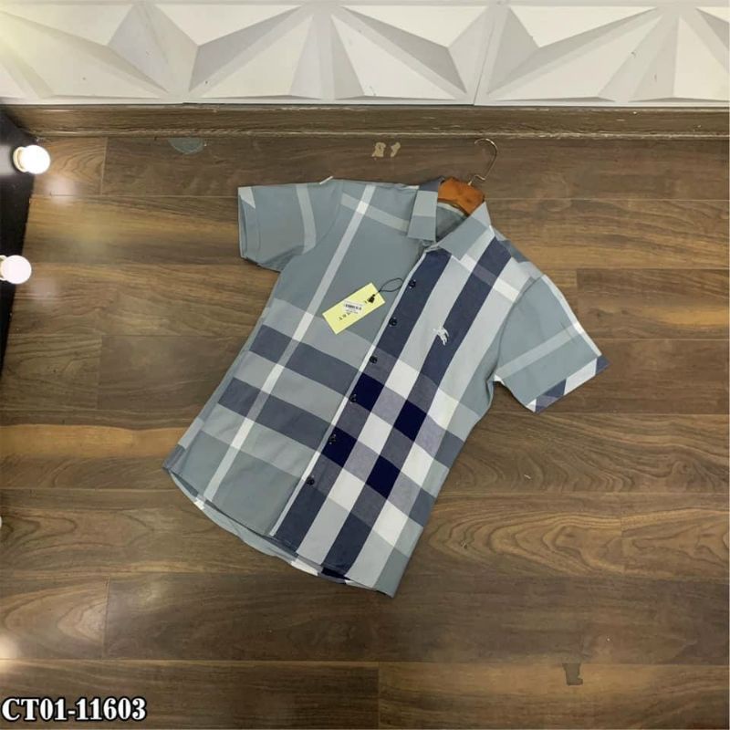 Áo sơ mi nam ngắn tay BBR kẻ nhiều màu caro ,chất liệu cotton thoáng mát, không nhăn, không bai xù