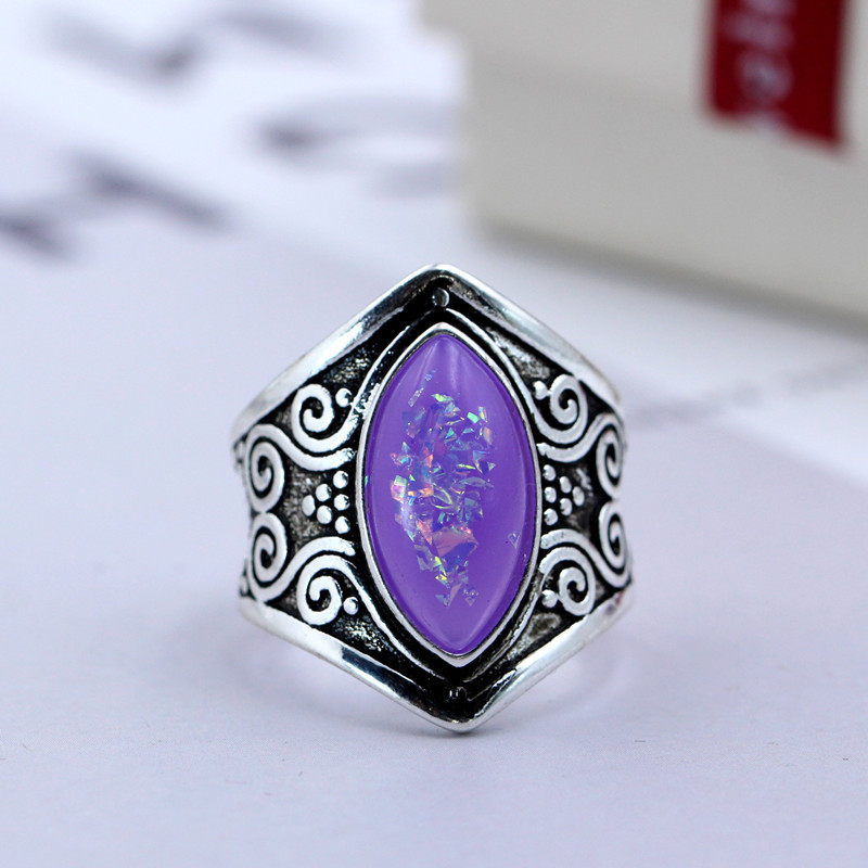 New European and American classic punk style. Moonstone Thai Silver Ring exaggerated