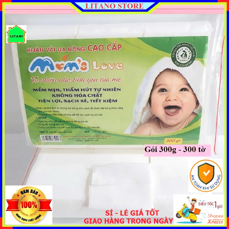 Khăn Vải Khô Đa Năng Mom Love Cao Cấp 300g Có Thể Nhúng Ướt Sử Sụng Như Khăn Giấy Ướt