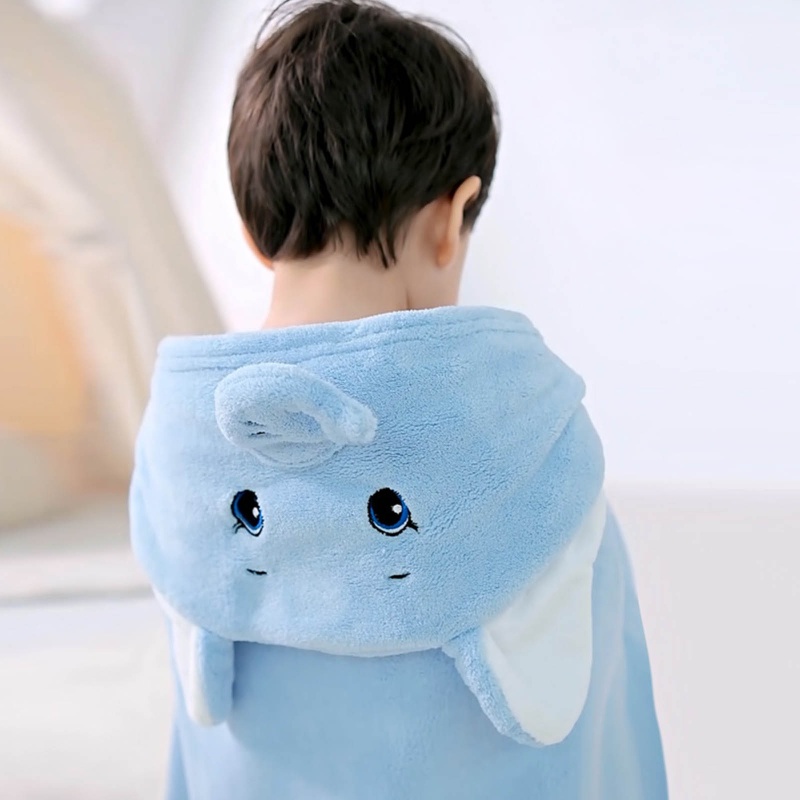 Khăn Choàng Tắm Lông Cừu San Hô Kiểu Hoạt Hình Dễ Thương Cho Bé