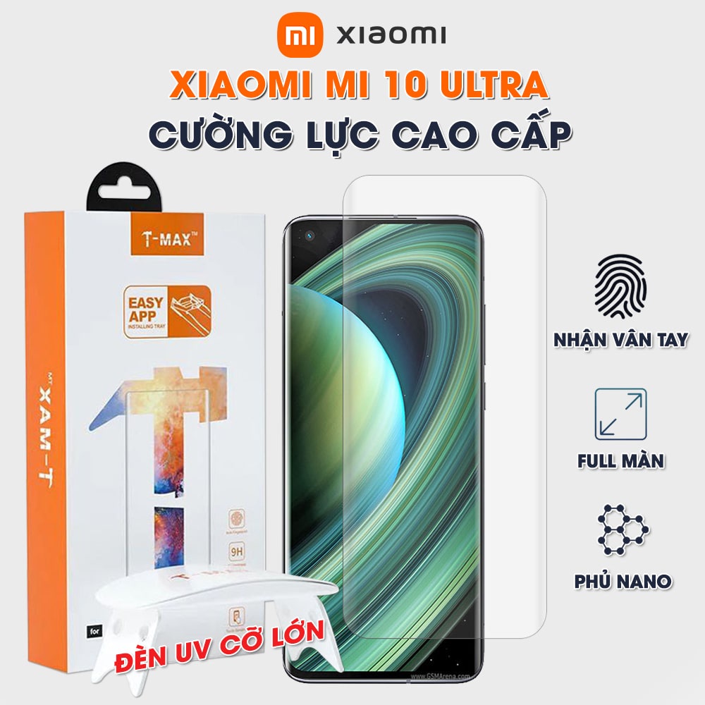 Cường lực Xiaomi Mi 10 Ultra full màn hình đèn UV cỡ lớn chính hãng TMax - Dán màn hình Xiaomi Mi 10 Ultra