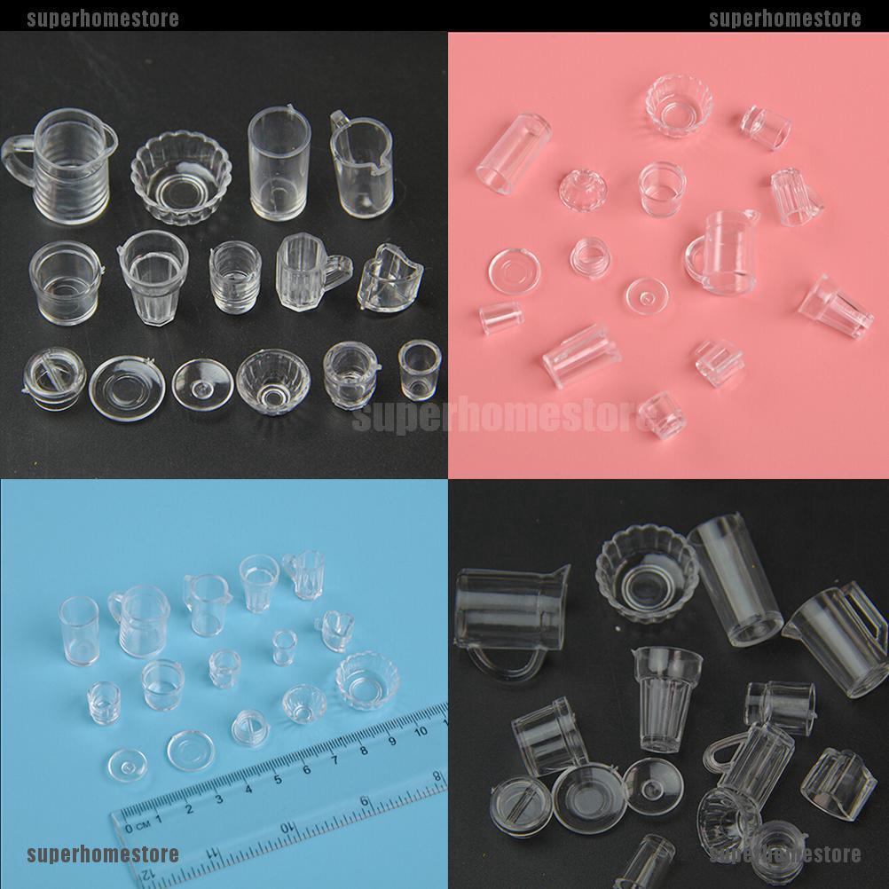 Set 15 Ly Mini Trong Suốt Dùng Để Trang Trí Nhà Búp Bê