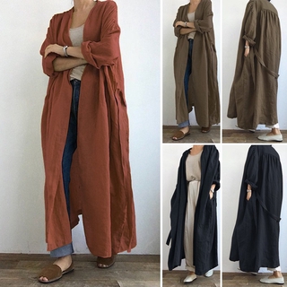 Áo Khoác Nữ Dài Tay Cổ Bẻ Form Dài Thời Trang