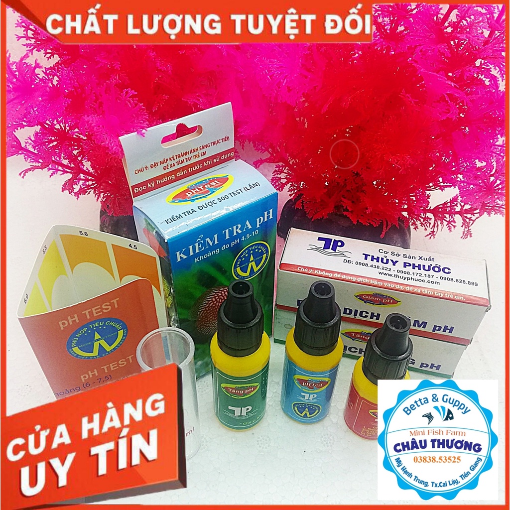Combo dung dịch Ph đầy đủ gồm Dd test+ tăng+ giảm pH cho hồ cá cảnh