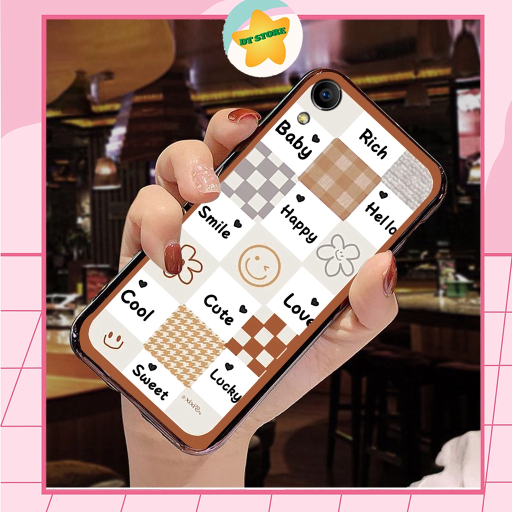 Ốp lưng Oppo A35 / Oppo F1 / Oppo A37 / Oppo F1 Plus in hình caro, gấu trái tim đáng yêu, chất liệu in UV chống trầy