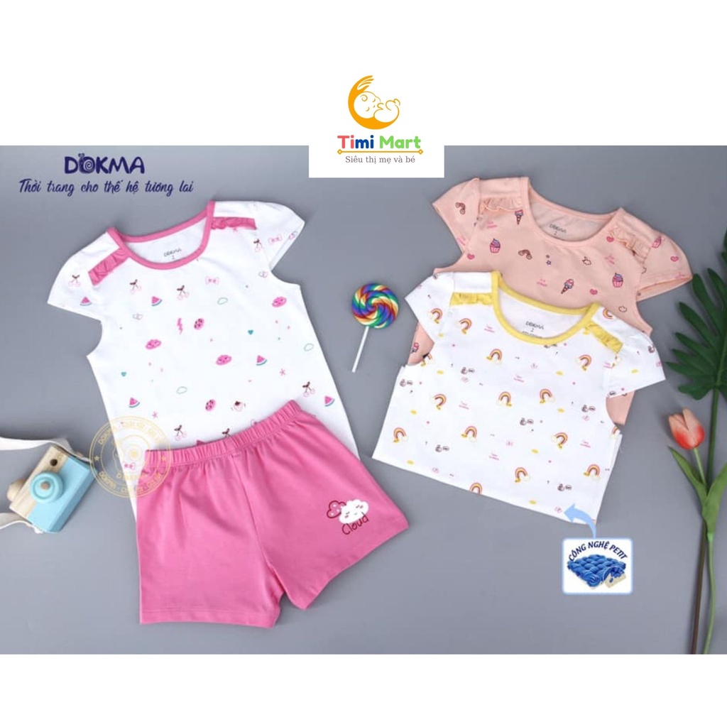 Bộ quần áo cộc tay/ ngắn tay petit dễ thương cho bé gái Dokma từ 2-6 tuổi (11-22kg)