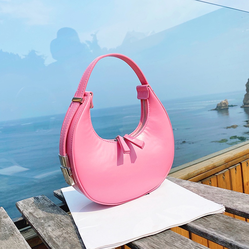 Túi đeo dưới cánh tay Hình Tròn Nhỏ Màu Hồng Phong Cách Hàn Quốc Thời Trang Mùa Hè Cho Nữ