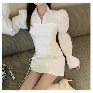 ĐẦM SƠ MI ĐAN DÂY TAY PHỒNG (KÈM VIDEO HÌNH THẬT)