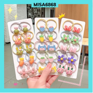 Set 10 dây thun cột tóc co giãn nhiều họa tiết đáng yêu