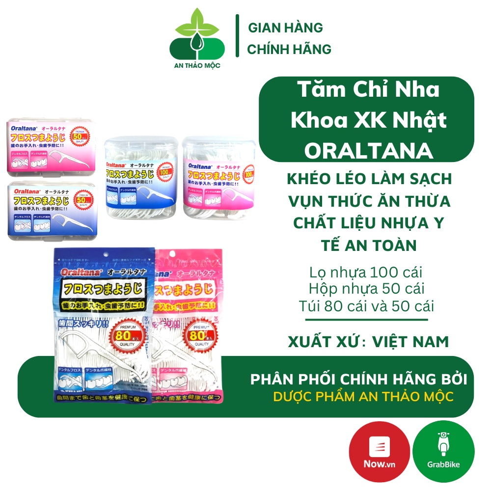 Tăm chỉ nha khoa XK Nhật Tanaphar Oraltana xỉa răng chăm sóc làm sạch răng tiện lợi loại bỏ mảng bám hiệu quả