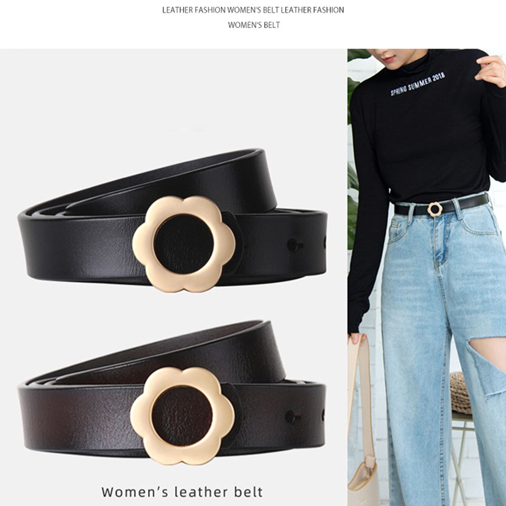 SmileFairyCC【COD &amp; Hàng Có Sẵn】Tik Tok Dây Thắt Lưng Quần Jean Họa Tiết Hoa Sóng Phong Cách Hàn Quốc Thời Trang Thường Ngày Cho