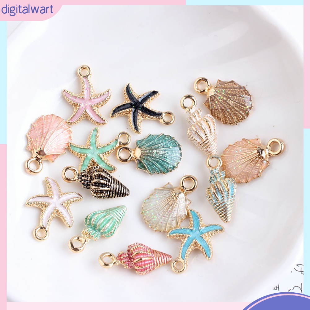 Set 10 mặt dây chuyền hình vỏ sò / ốc / sao biển tự làm đồ trang sức