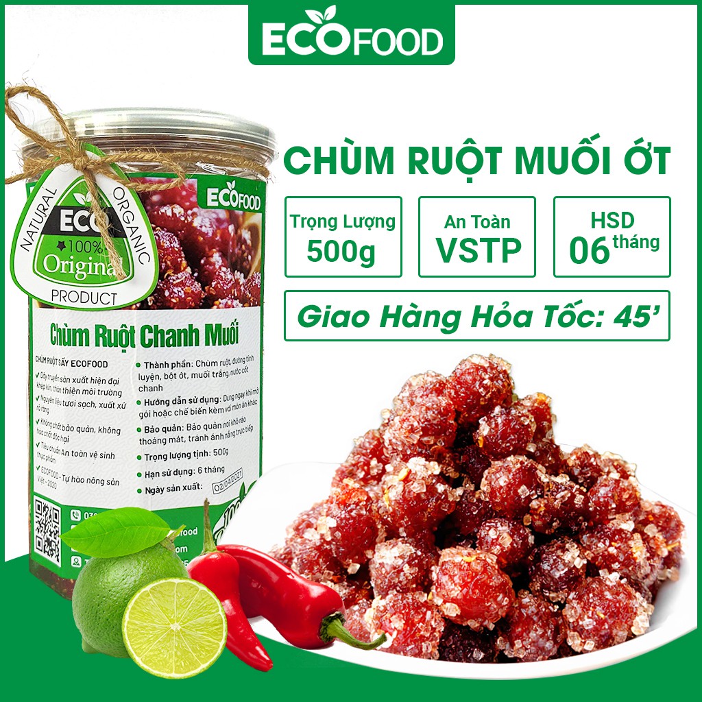  Chùm Ruột Muối Ớt 500G Ecofood - Đồ Ăn Vặt Việt Nam, An Toàn Vệ Sinh Thực Phẩm