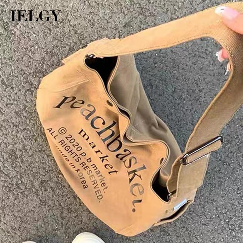 Túi xách IELGY vải canvas cỡ lớn phong cách retro thời trang cho nữ