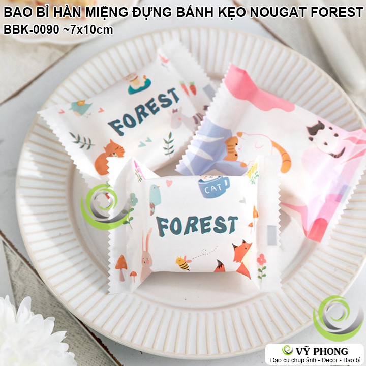 BAO BÌ TÚI NHỰA HÀN MIỆNG 7x10cm ĐỰNG BÁNH KẸO NOUGAT ĐẬU PHỘNG PHONG CÁCH HÀN QUỐC FOREST BBK-0090