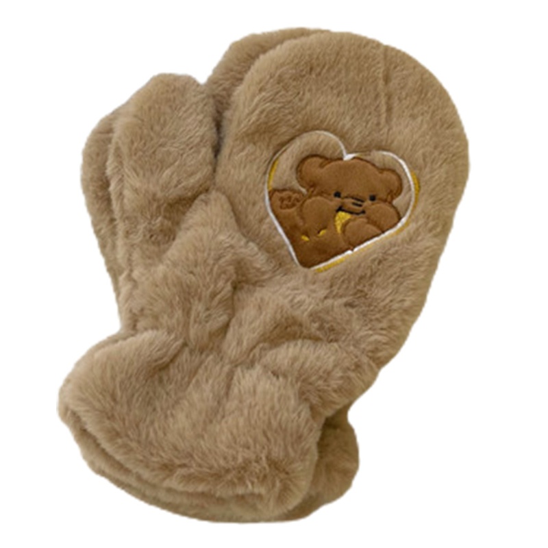 Găng Tay Lông Nhung In Họa Tiết Gấu Thời Tiết Mùa Đông Cho Nữ