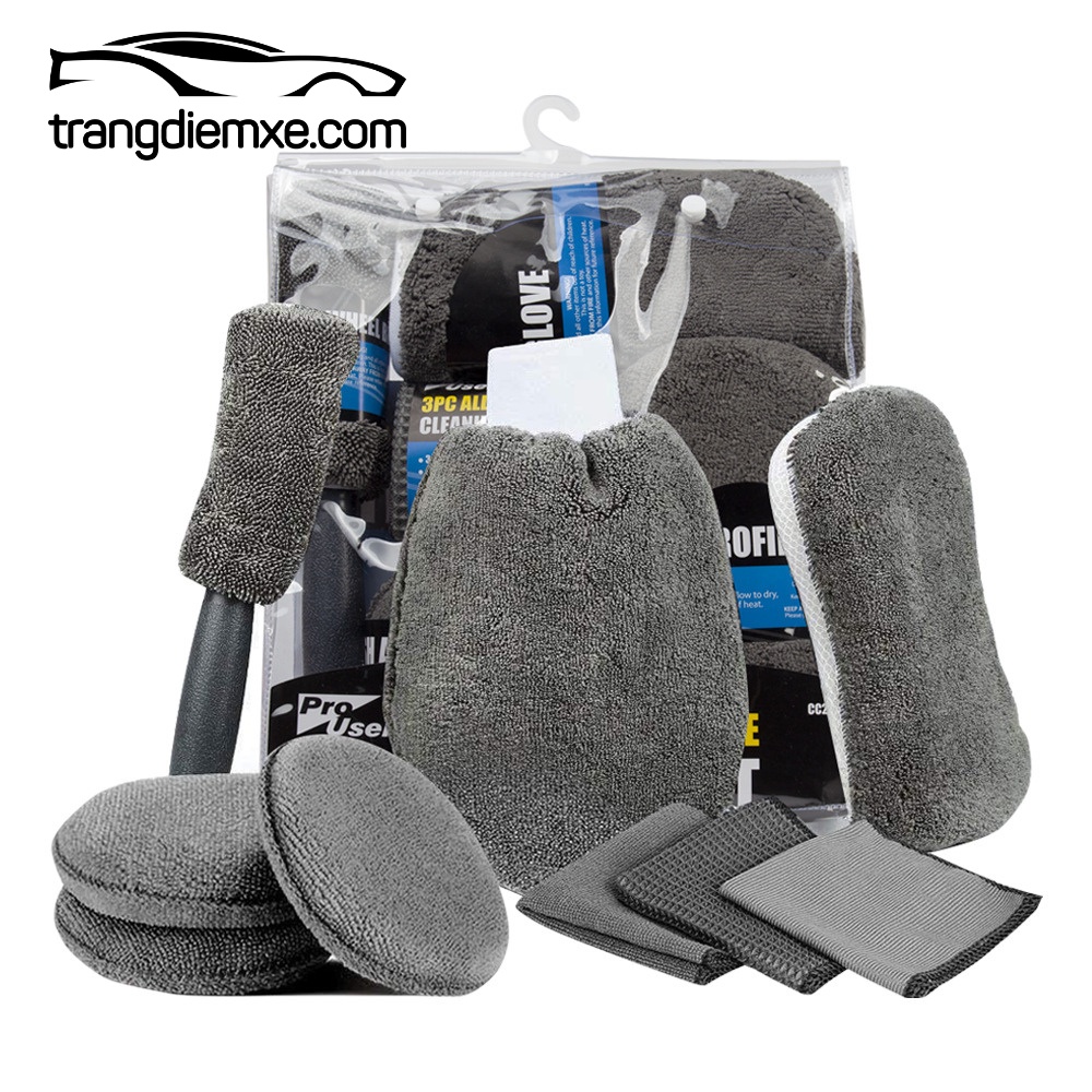 Bộ 9 Dụng Cụ Rửa Xe Ô Tô Tại Nhà Bộ Chổi Cọ Rửa Xe Microfiber Thấm Nước Hút Bụi Mạnh Trangdiemxe 6 By-1109