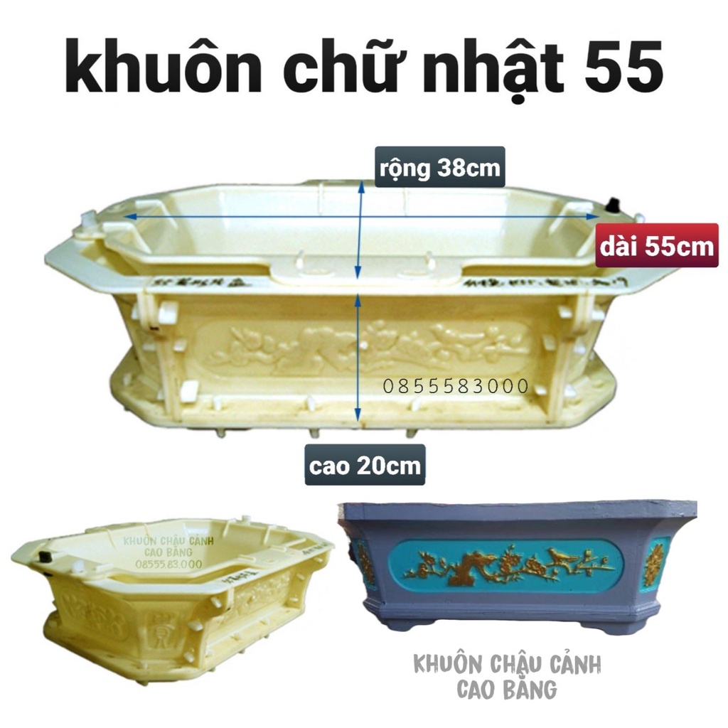 Khuôn đúc chậu cảnh chữ nhật dài 55 (khuôn chậu ABS siêu bền)