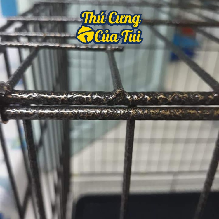 Lồng vân đá cho chó mèo, chuồng thú cưng tĩnh điện gấp gọn nan dày tặng kèm khay vệ sinh - Thú Cưng Của Tui