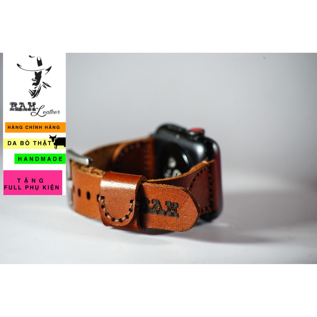 Dây đồng hồ RAM Leather vintage simple vachetta da bò Italia Vegtan nâu đỏ