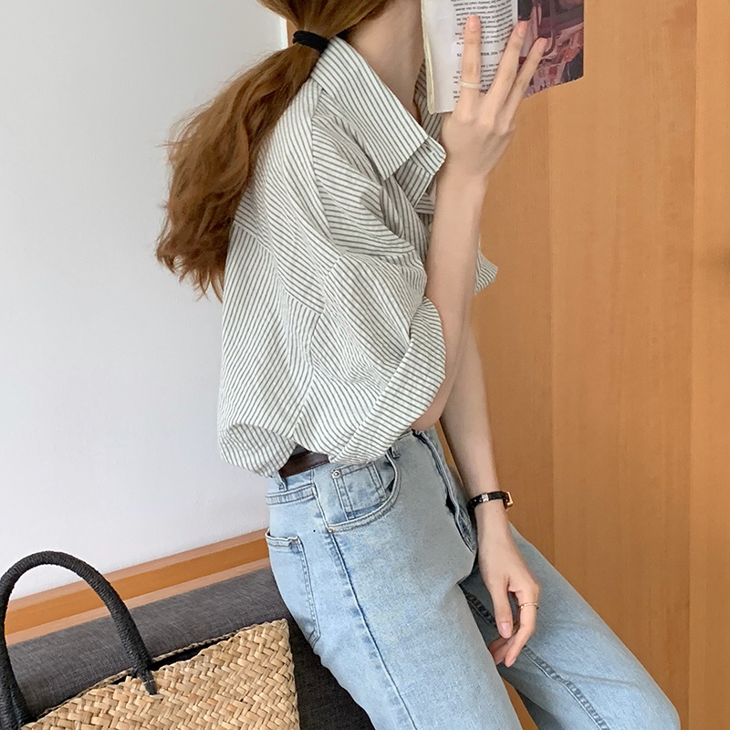 Áo sơ mi XIAOZHAINV tay ngắn thời trang Hàn Quốc cho nữ
