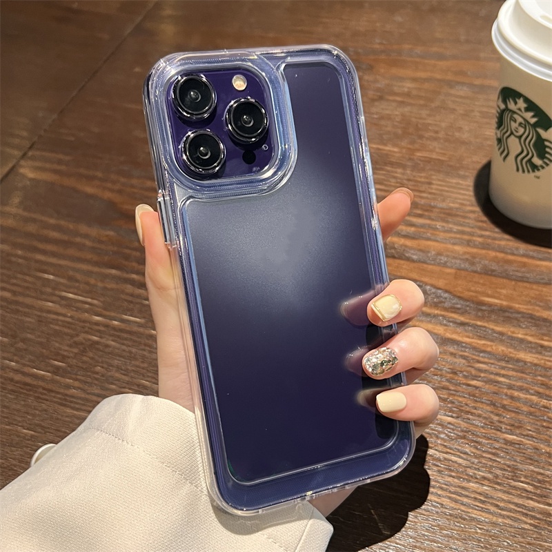Ốp Điện Thoại Acrylic Cứng Viền Dẻo Trong Suốt Chống Sốc Sang Trọng Cho iPhone 14 Pro Max 13 12 Mini 11 Pro Max X XR XS 7 8 Plus