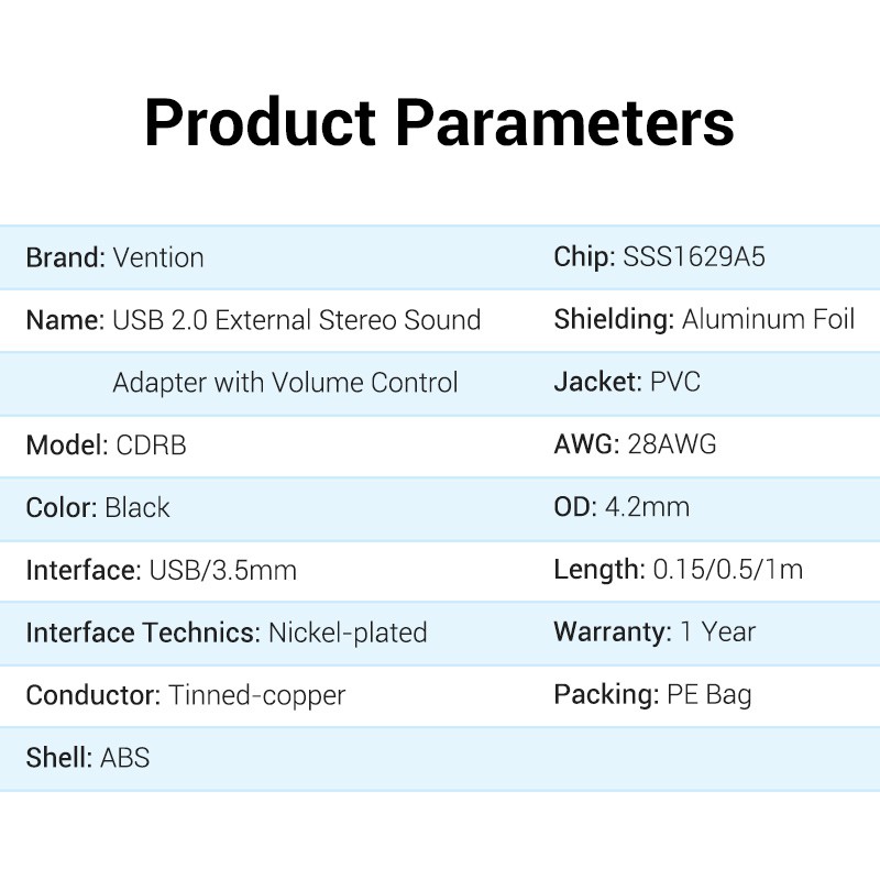 Bộ Điều Hợp Âm Thanh Stereo Rời Vention Cổng Usb 2.0 Có Điều Khiển Âm Lượng Nối Cổng Usb Với Cổng 3.5mm