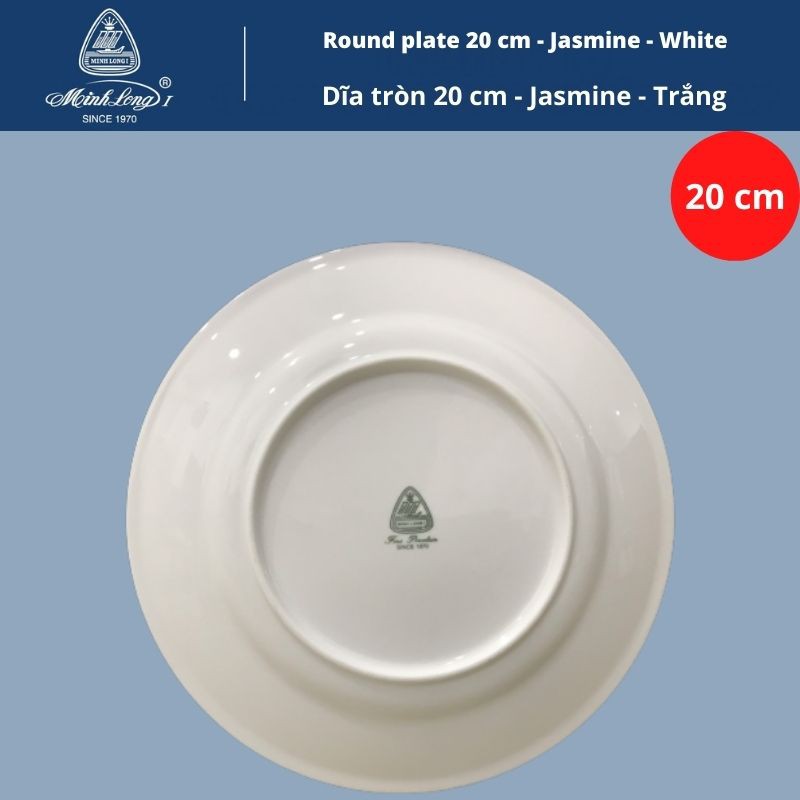 Đĩa Sứ Trắng Tròn 20cm Minh Long I - Dòng Jasmine