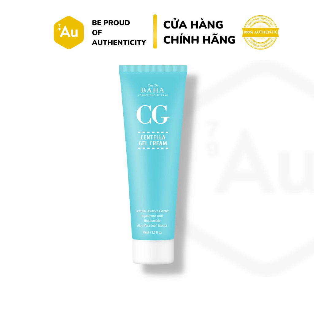 Cos De BAHA | Kem Dưỡng Dạng Gel Mỏng Nhẹ Chứa Rau Má Hỗ Trợ Phục Hồi 45ML (CG)