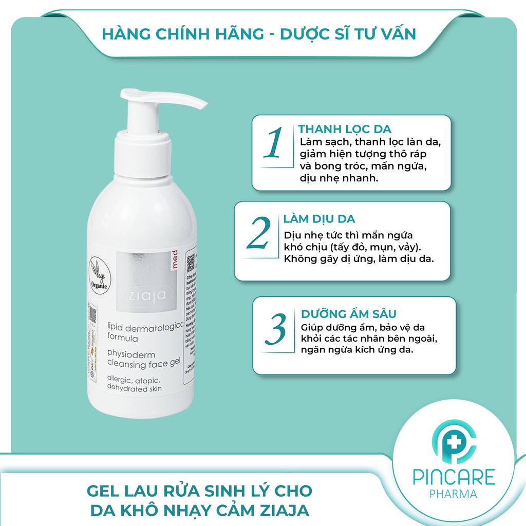 Gel Lau Rửa Da Sinh Lý Ziaja Med 200ml Cho Da Khô Nhạy Cảm - Hàng chính hãng - Nhà Thuốc Pincare