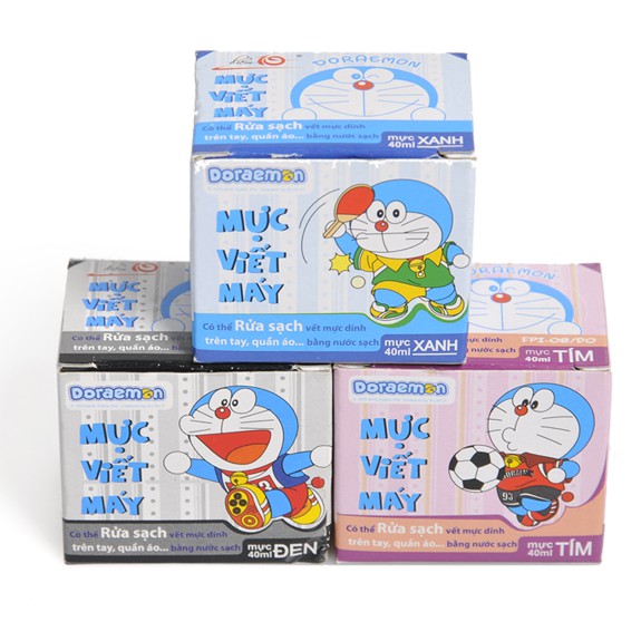Mực Bút Máy Đoremon ⚡ 𝗠𝗮̀𝘂 Đ𝗮̣̂𝗺 ⚡ Thích Hợp Bơm Bút Cho Bút Máy-Màu Đẹp-Mau Khô Có 3 Màu Tím /Đen/Xanh
