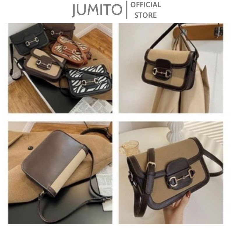 Túi xách nữ đeo chéo kẹp nách GC phối màu hàng Quảng Châu form túi cứng trend 2022 JUMITO SF534