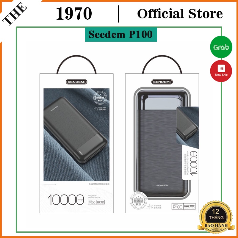 Sạc dự phòng 20000mAh chính hãng Seedem P100,P200 - Bảo Hành 12 tháng hàng chuẩn dung lượng