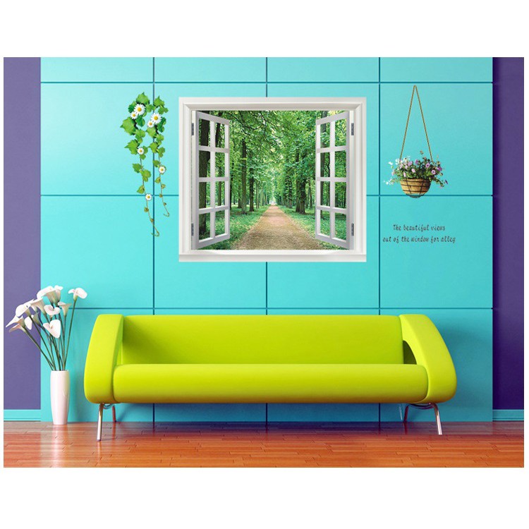 Decal dán tường Combo Cửa sổ và chân tường 5