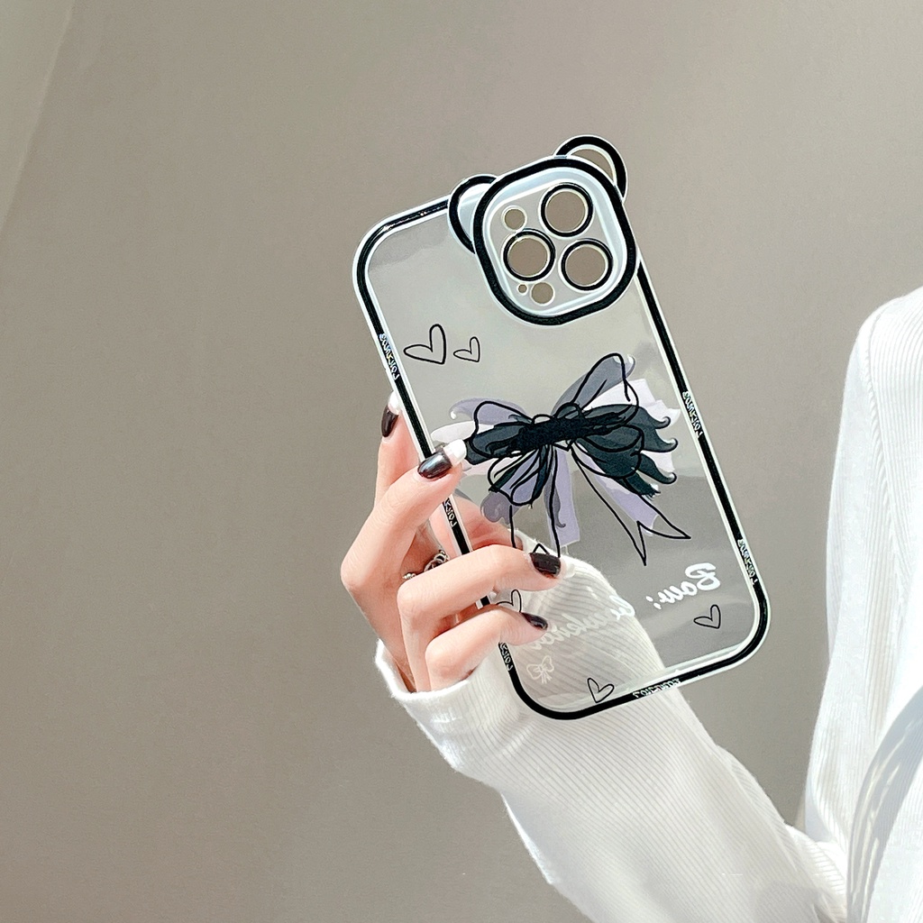 Ốp lưng iphone camera gấu nơ đen 6/6plus/6s/6splus/7/7plus/8/8plus/x/xs/11/12/13/14/pro/max/promax/plus/shin/case
