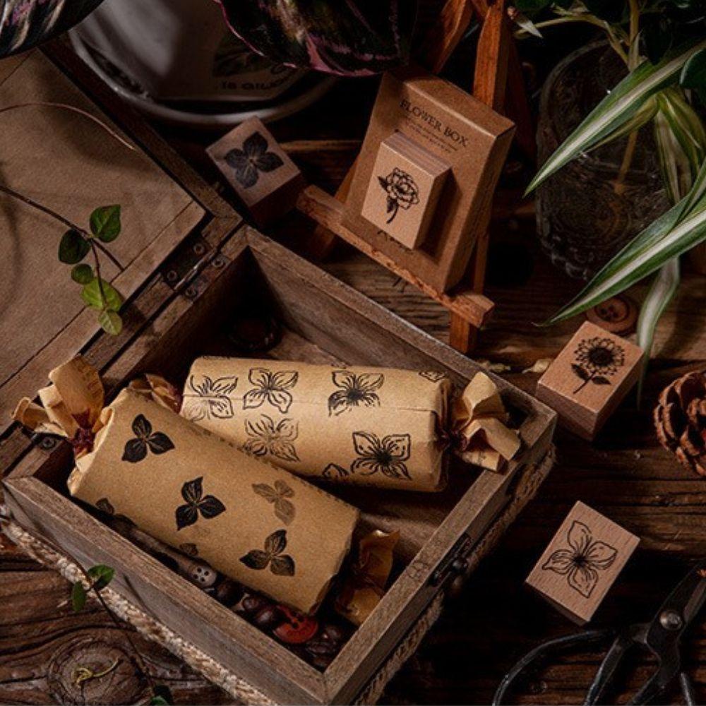 Con Dấu Gỗ In Hình Cây Cỏ Tự Nhiên Trang Trí Sổ Tay / Nhật Ký DIY